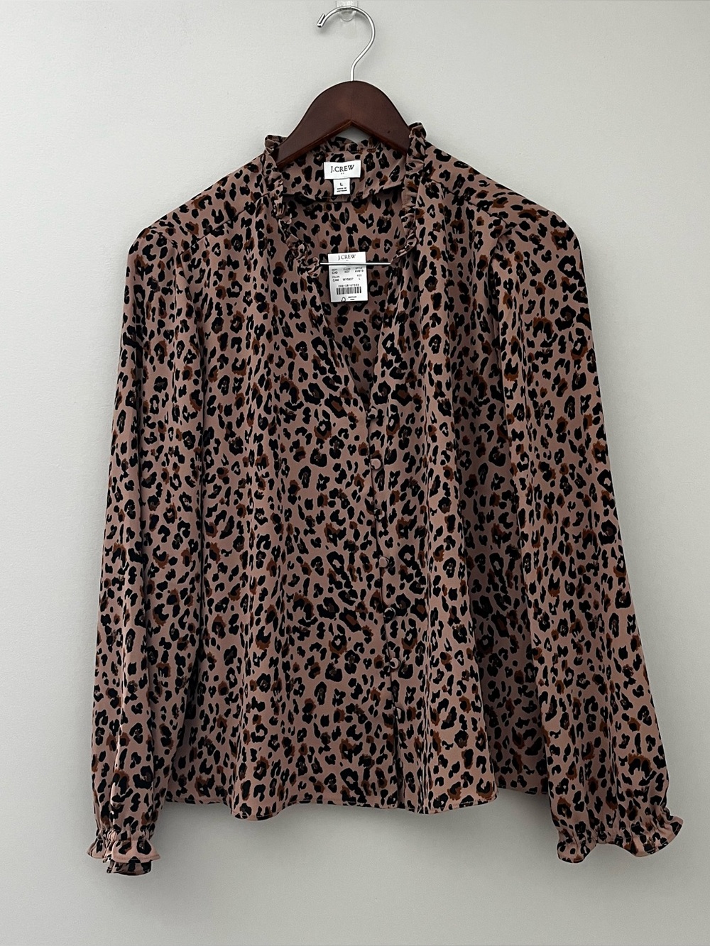 J. Crew Printed Ruffleneck Button Up Top - Picture 2 of 5
